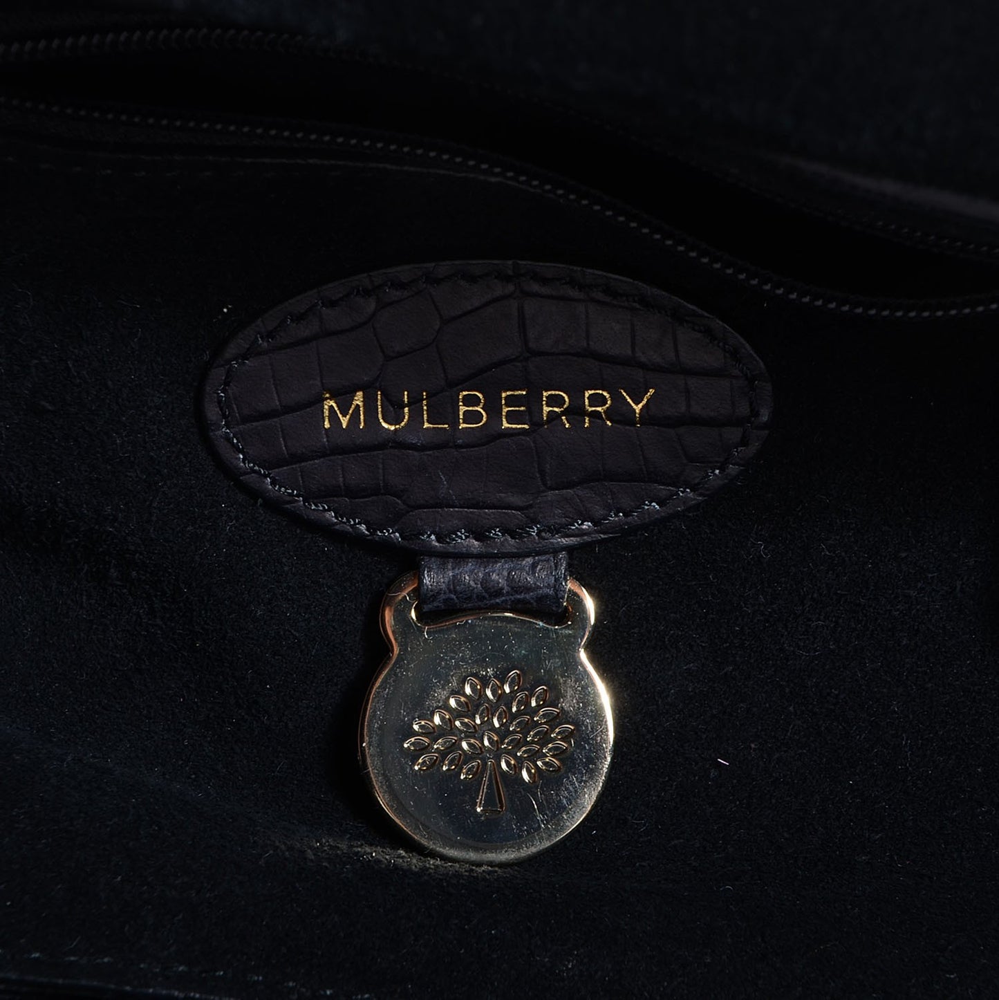 Mini Croc Print Small Bayswater Satchel Black