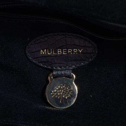 Mulberry Mini Croc Print Small Bayswater Satchel Black 6 of 9