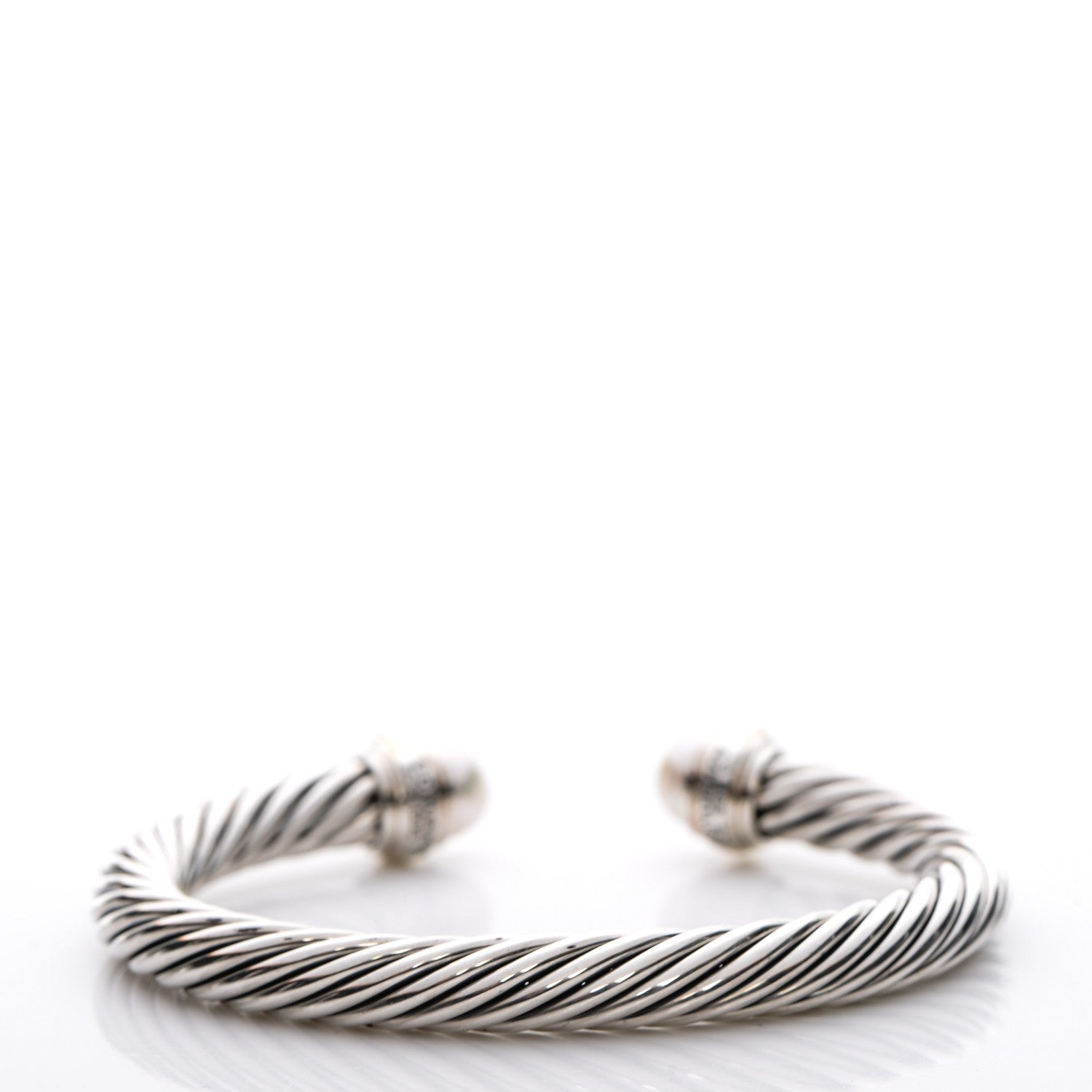 David Yurman Sterling Silver 14K Yellow Gold Pearl 7mm Cable Classics Bracelet 3 of 6