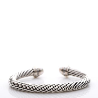 David Yurman Sterling Silver 14K Yellow Gold Pearl 7mm Cable Classics Bracelet 3 of 6