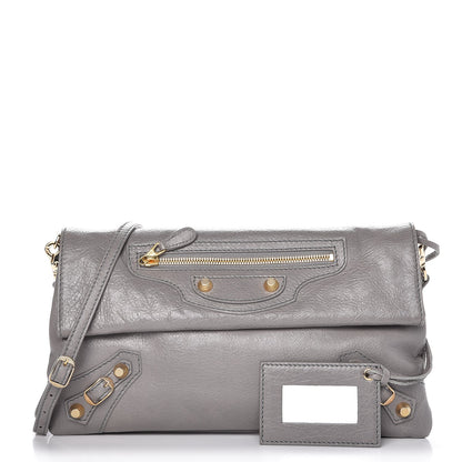 Balenciaga Agneau Giant 12 Gold Hardware Envelope Strap Clutch Gris Pyrite 1 of 15