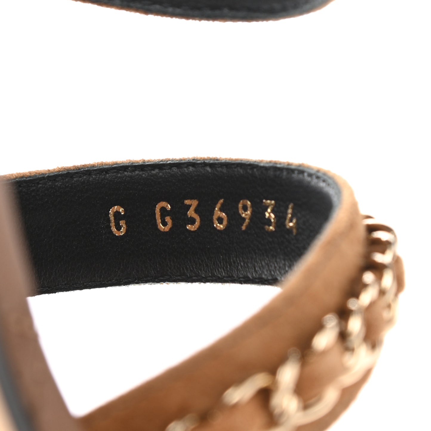 Suede Calfskin Chain Sandals 41 Brown