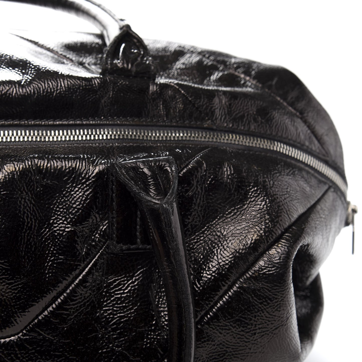 Textured Patent Easy Y Bag Black