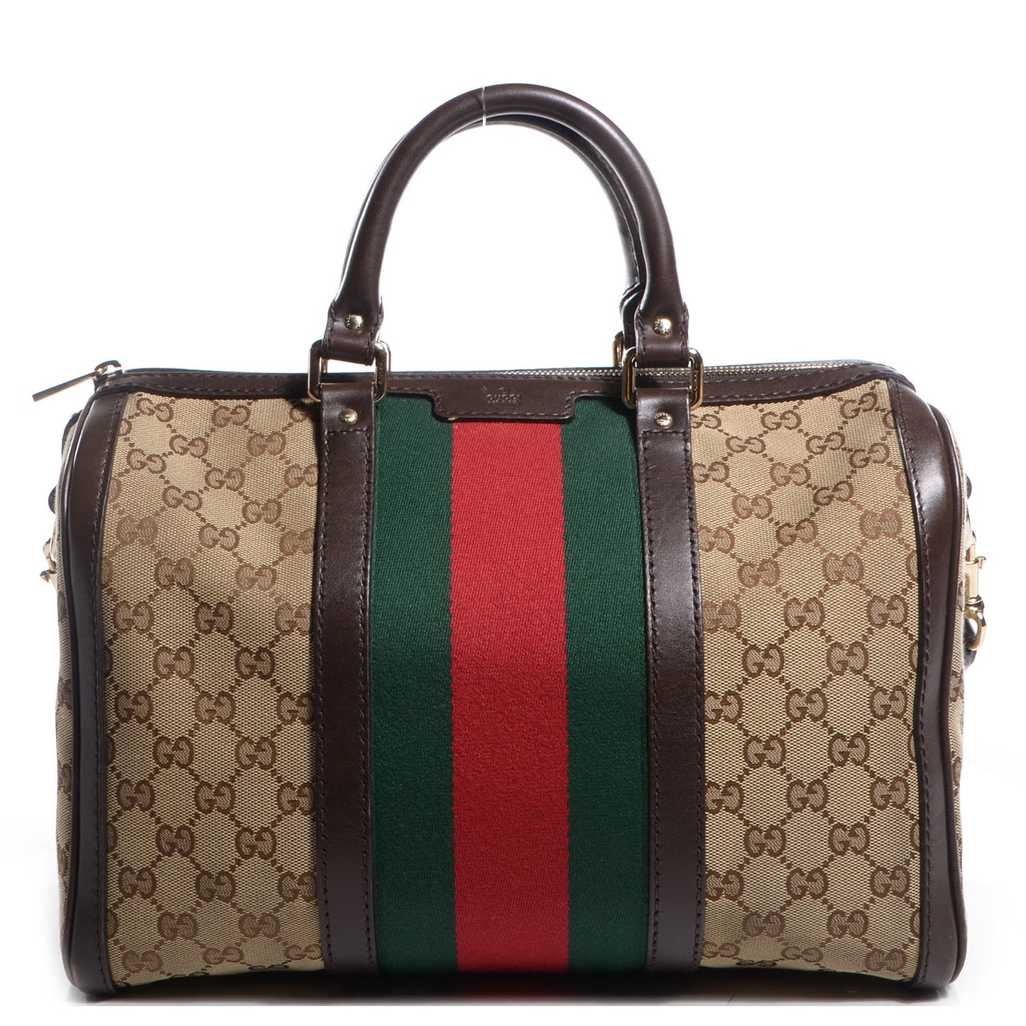 Monogram Selleria Calfskin Vintage Web Medium Boston Beige Ebony Cocoa