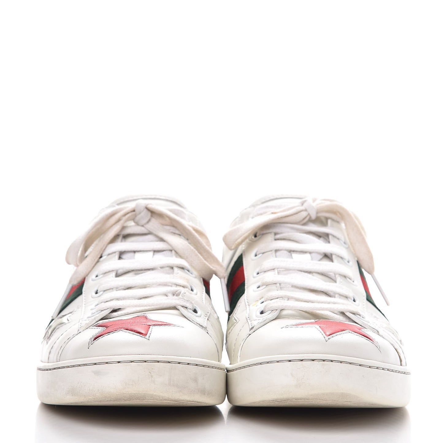 Calfskin Ayers Web Star Embroidered Womens Ace Sneakers 39 White Multi