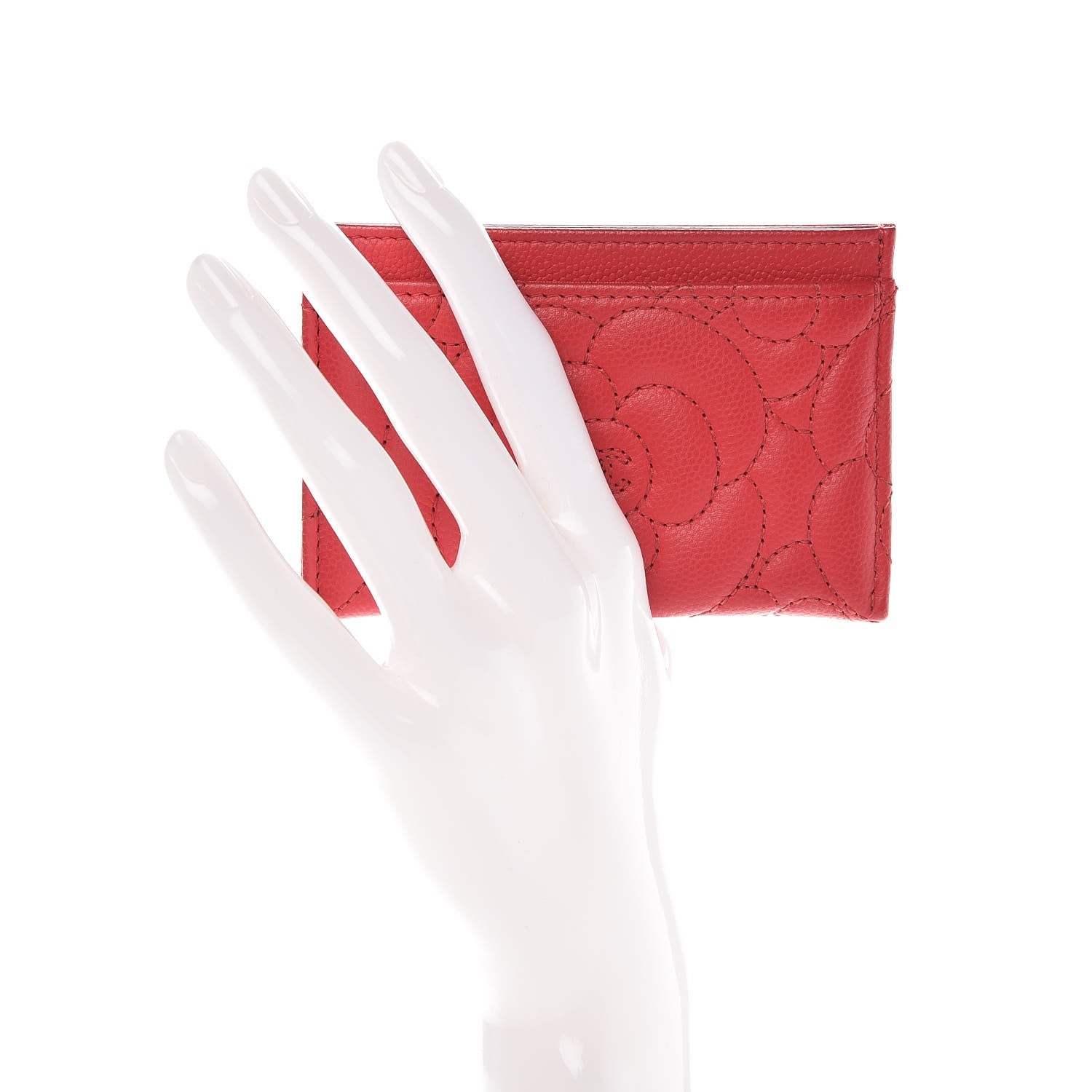 Chanel Caviar Camellia Quilted Card Holder Red 2 of 8