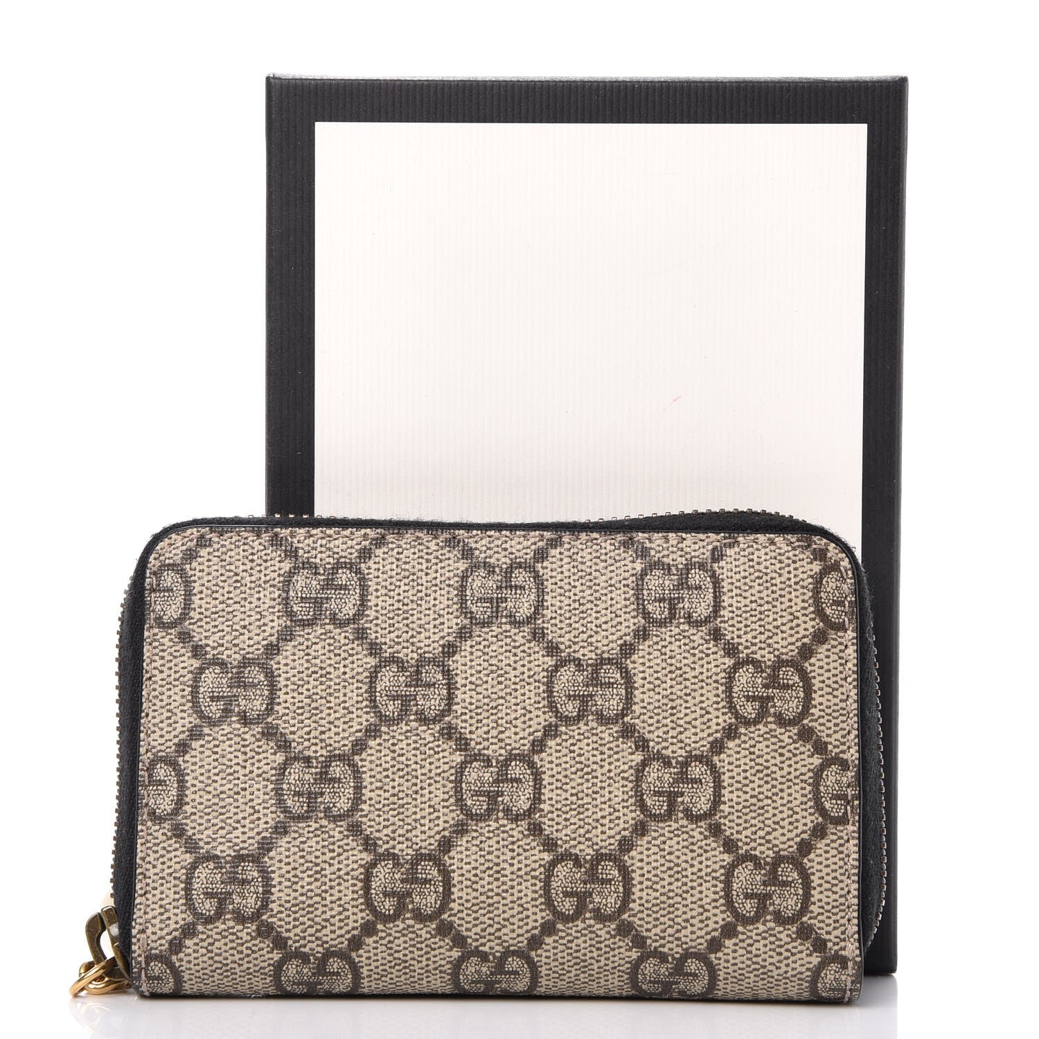 Gucci GG Supreme Monogram Pearl Zip Around Card Case Black 7 of 7