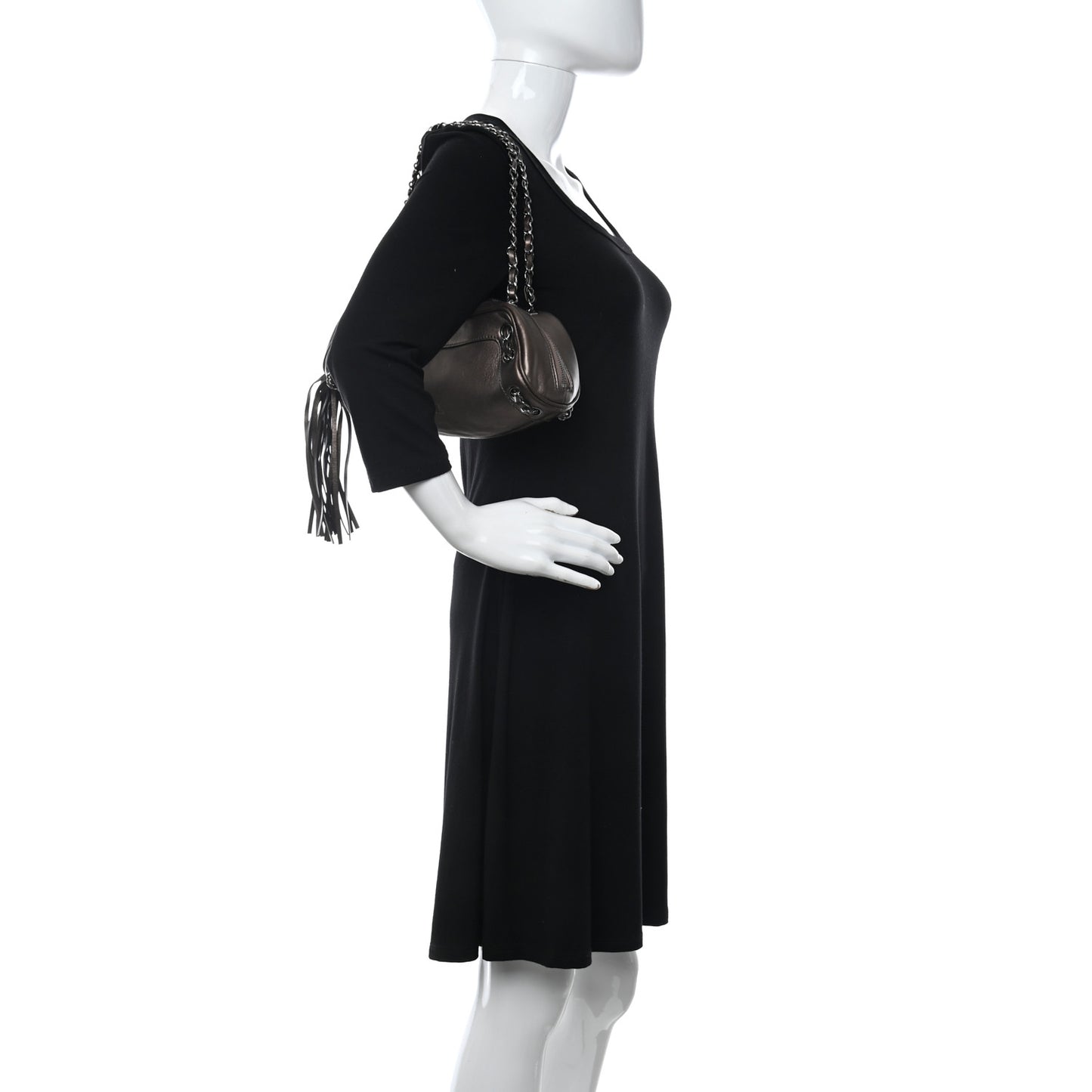 Metallic Lambskin Tassel Shoulder Bag Bronze