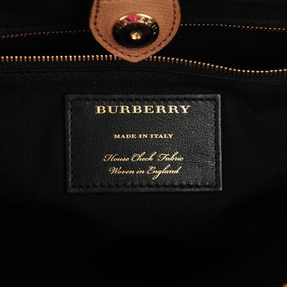 Burberry Grainy Calfskin House Check Large Banner Tote Dark Sand 6 of 7