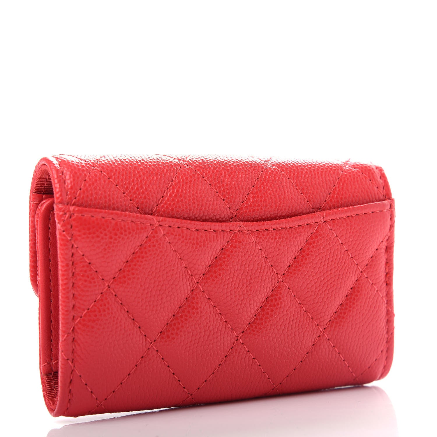 Chanel Caviar Quilted Classic 4 Key Holder Wallet Red 3 of 9