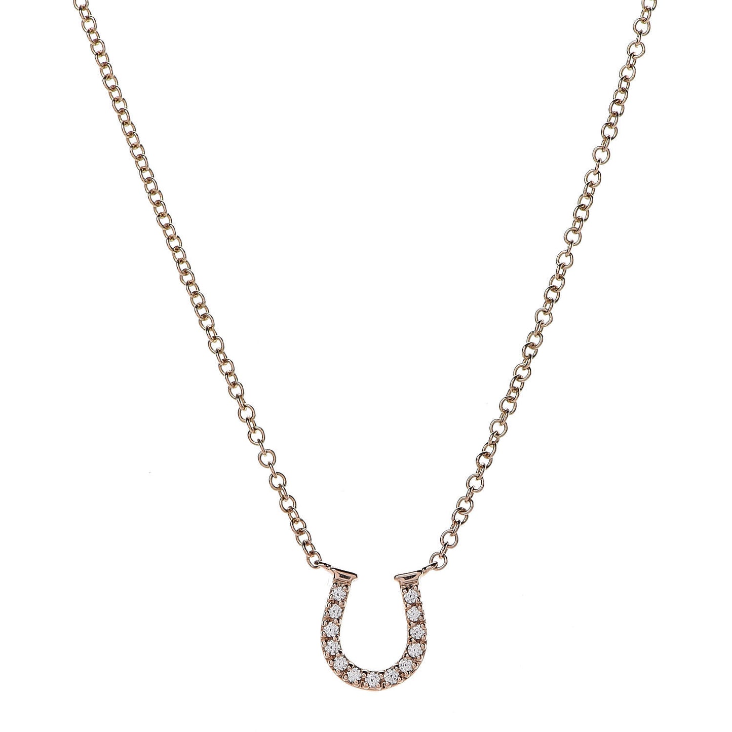 18K Rose Gold Diamond Mini Metro Horseshoe Pendant Necklace