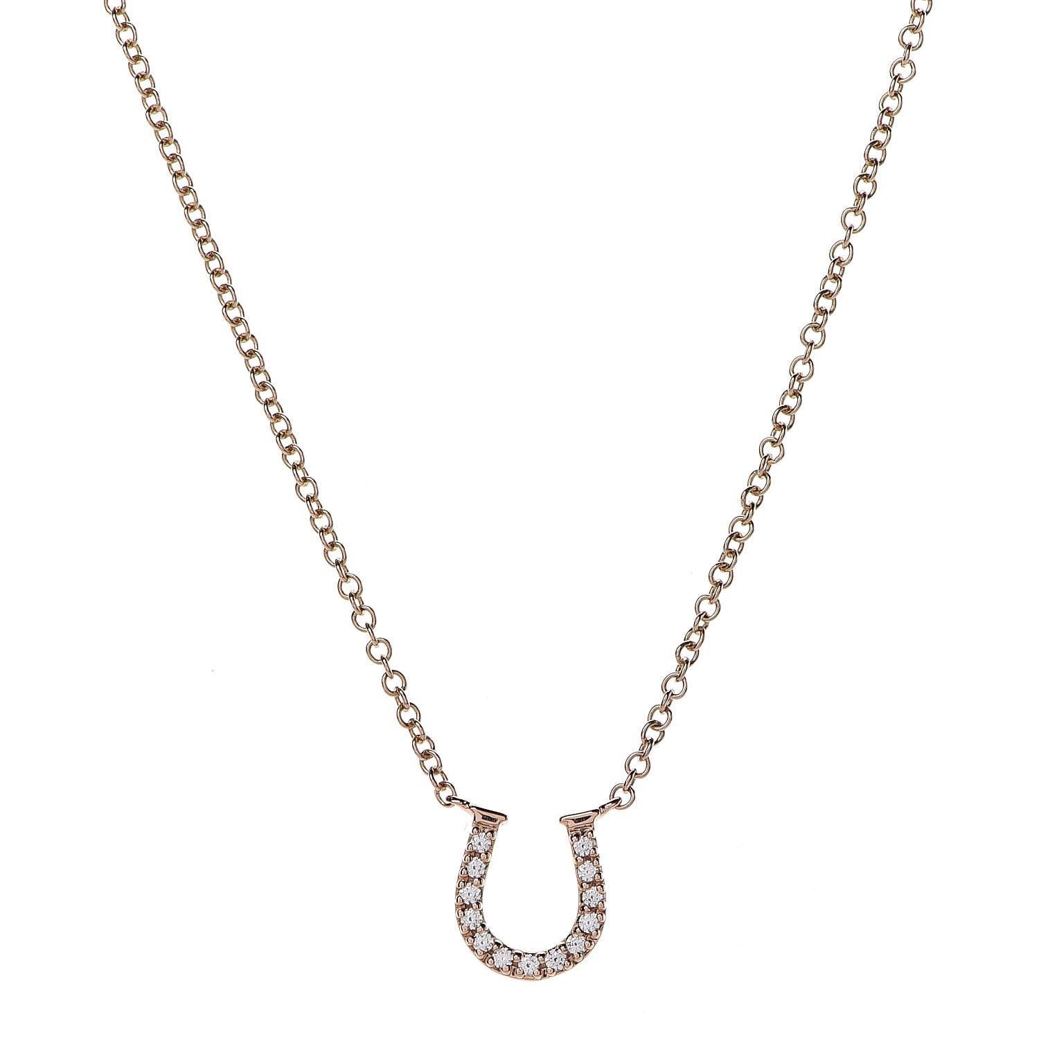 Tiffany 18K Rose Gold Diamond Mini Metro Horseshoe Pendant Necklace 4 of 7
