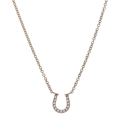Tiffany 18K Rose Gold Diamond Mini Metro Horseshoe Pendant Necklace 4 of 7