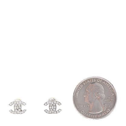 Chanel Crystal Timeless CC Earrings Silver 2 of 6