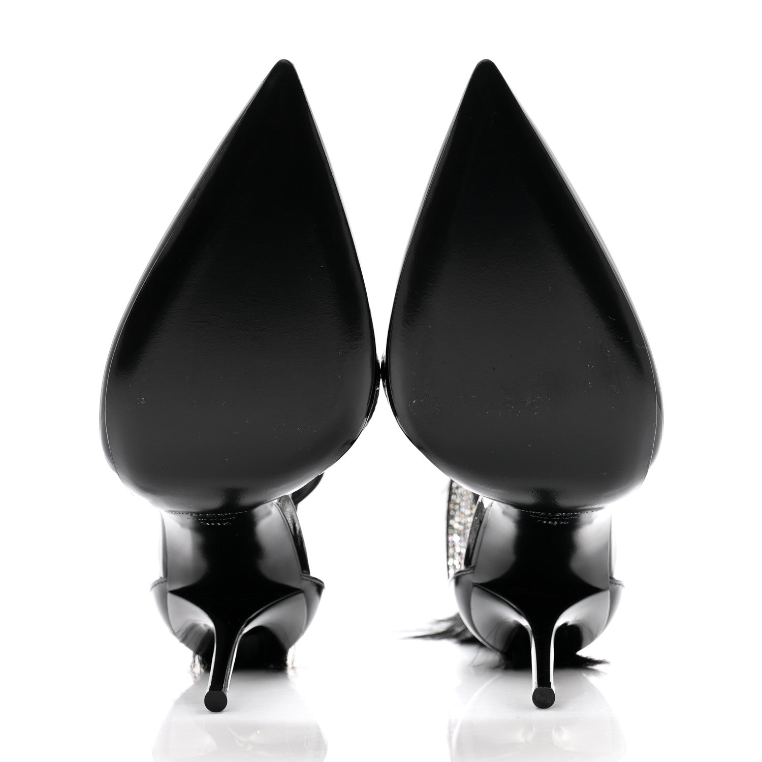Saint Laurent Patent Calfskin Fur Jamie 110 Pumps 38.5 Black 5 of 9