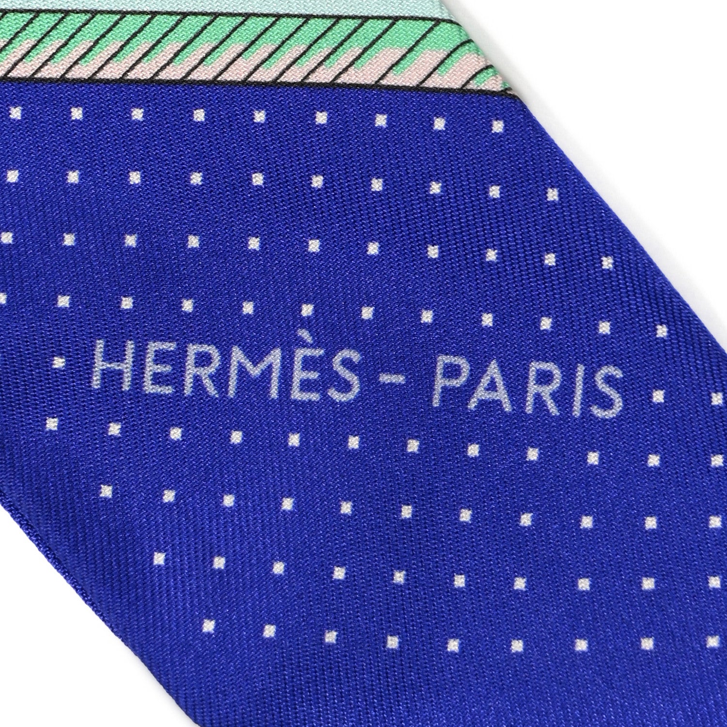 Hermes Silk Les Voitures A Transformation Twilly Ultra Violet Orange Cobalt 2 of 4