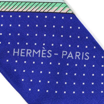 Hermes Silk Les Voitures A Transformation Twilly Ultra Violet Orange Cobalt 2 of 4