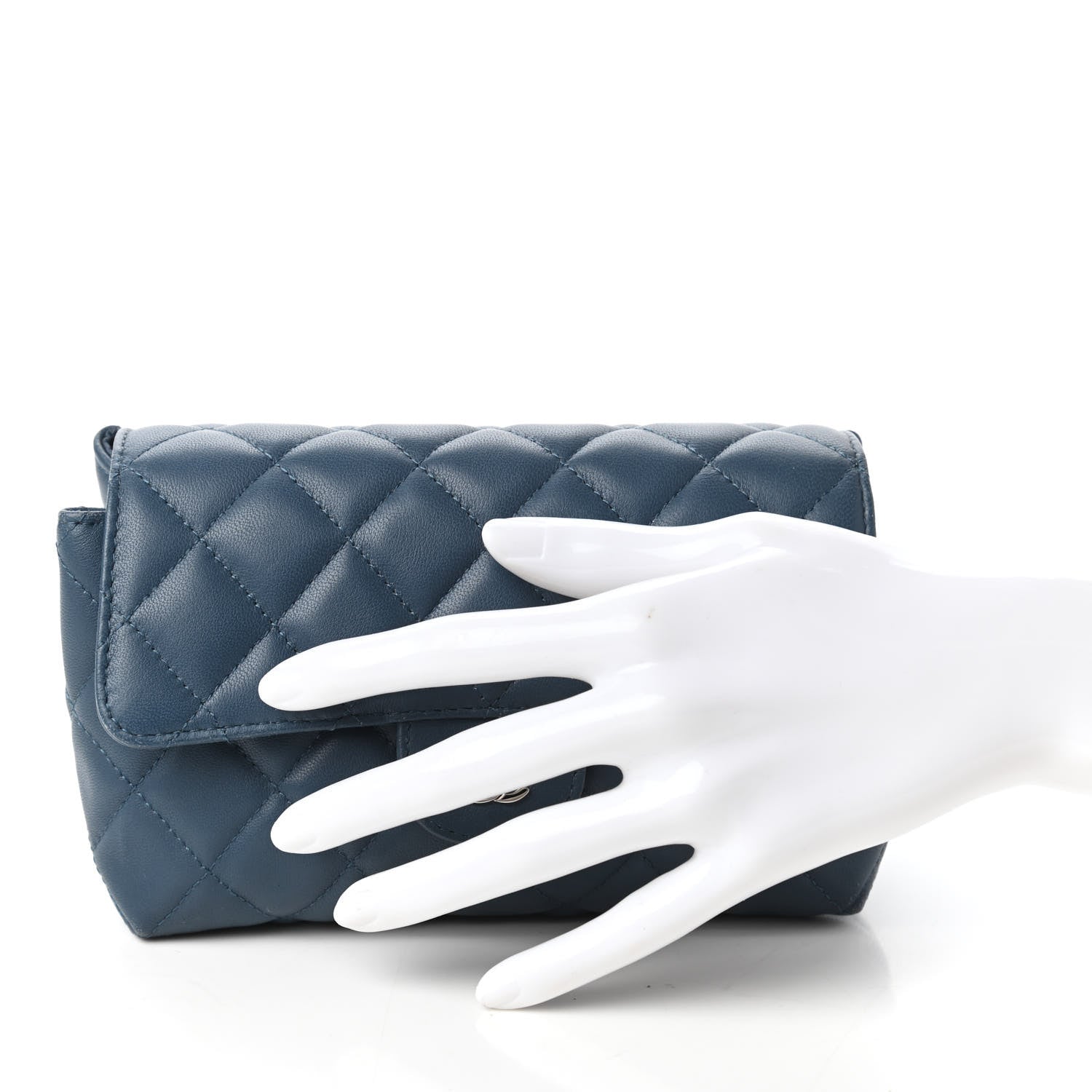 Chanel Lambskin Quilted Flap Cosmetic Case Blue 2 of 11