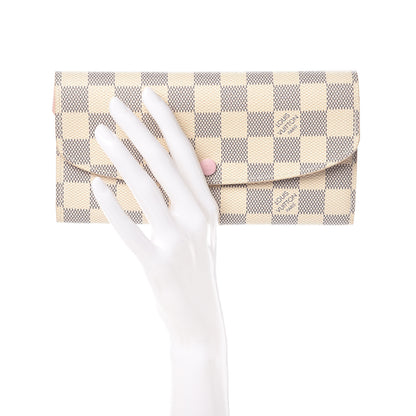 Louis Vuitton Damier Azur Emilie Wallet Rose Ballerine 2 of 7