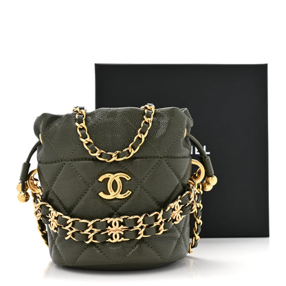 Chanel Caviar Quilted Coco First Bucket Clutch With Chain Khaki 11 of 11