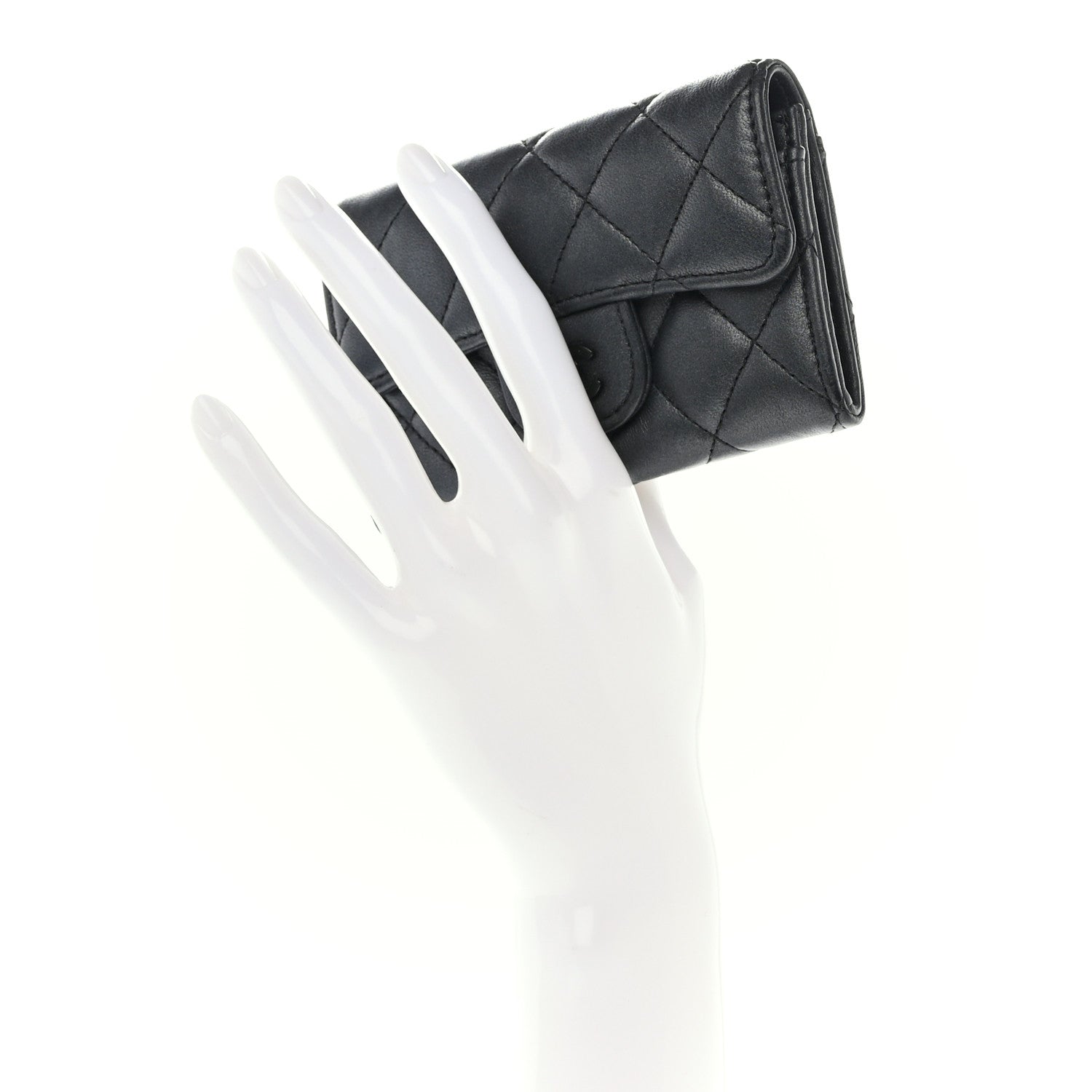 Chanel Lambskin Quilted Flap Card Holder Wallet So Black 3 of 9