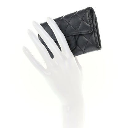Chanel Lambskin Quilted Flap Card Holder Wallet So Black 3 of 9