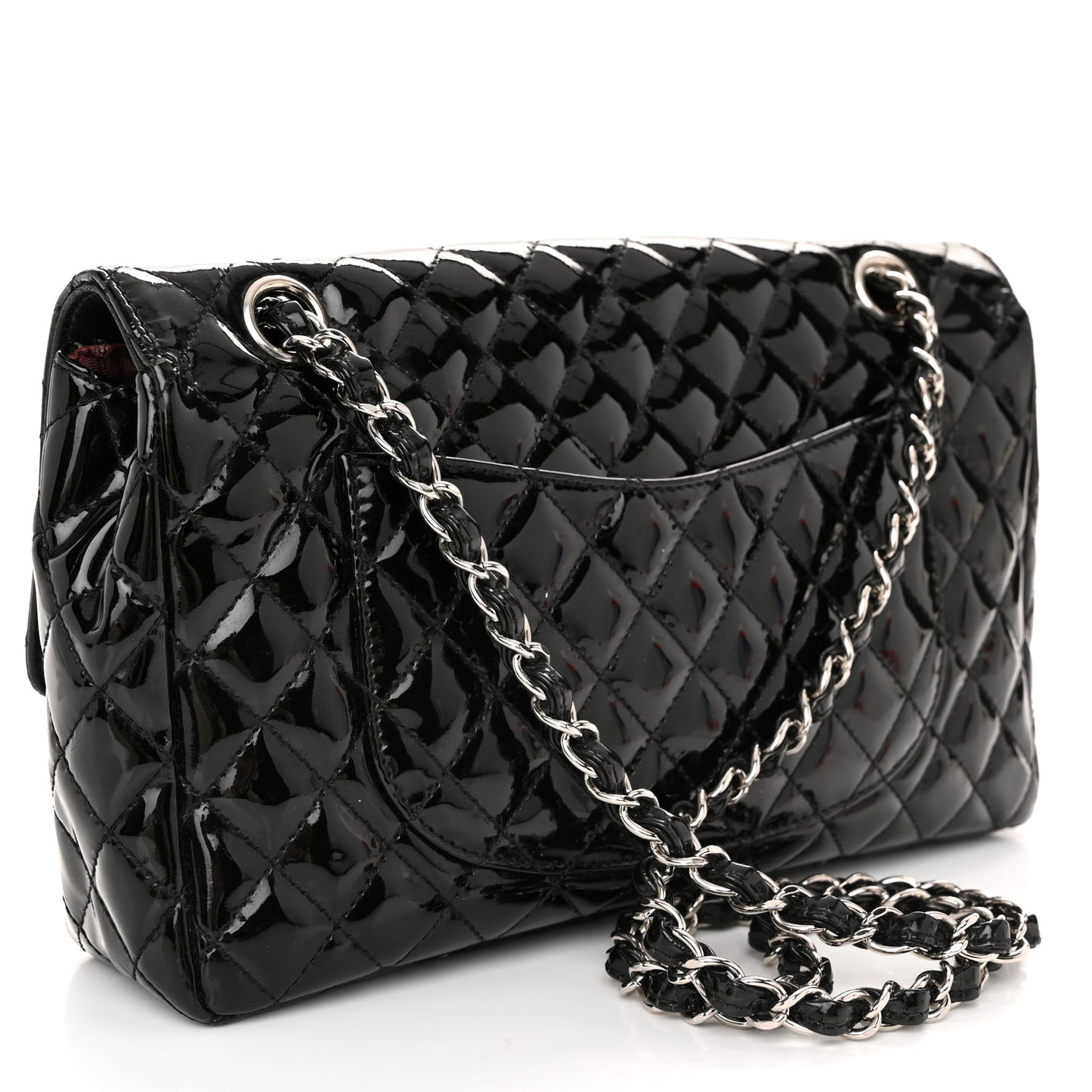 Patent Quilted Secret Label Medium Flap Black