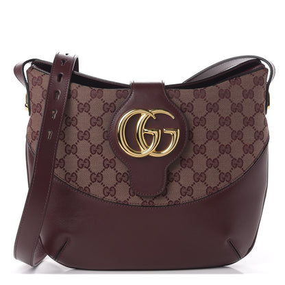 Gucci GG Monogram Calfskin Medium Arli Shoulder Bag Sahara Rubino Chardonnay 1 of 12