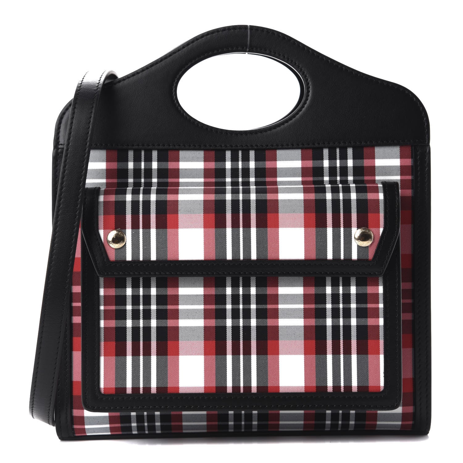 Burberry Calfskin Nylon Tartan Mini Pocket Bag Bright Red 1 of 10