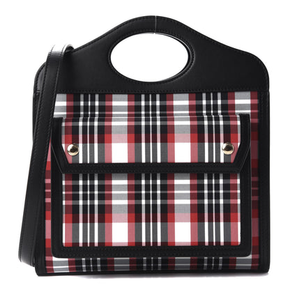 Burberry Calfskin Nylon Tartan Mini Pocket Bag Bright Red 1 of 10