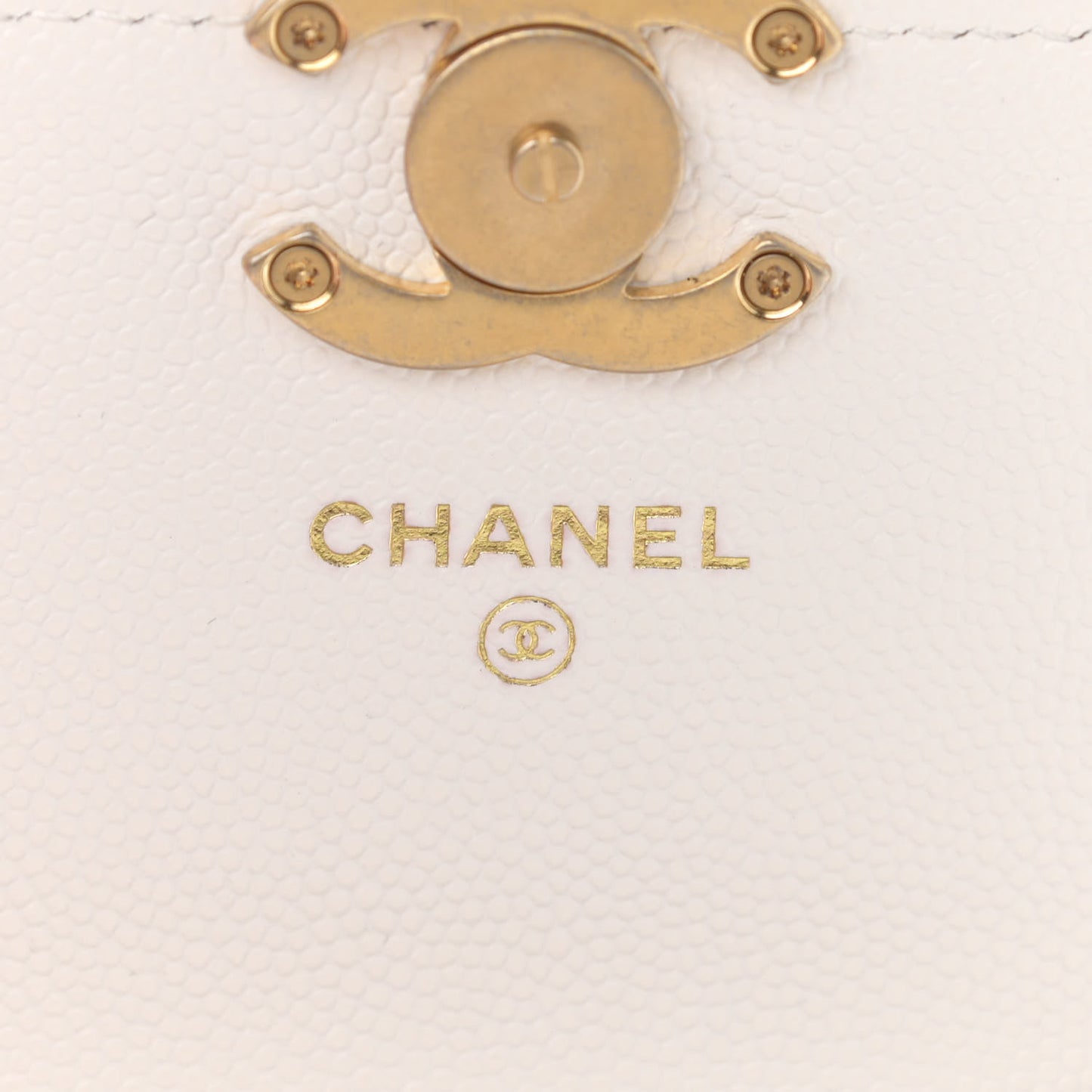Caviar Quilted Bracelet On Chain Clutch White