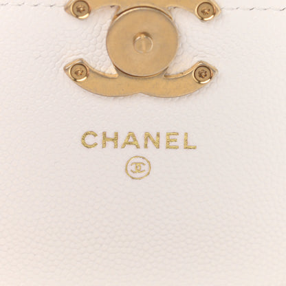 Chanel Caviar Quilted Bracelet On Chain Clutch White 6 of 13