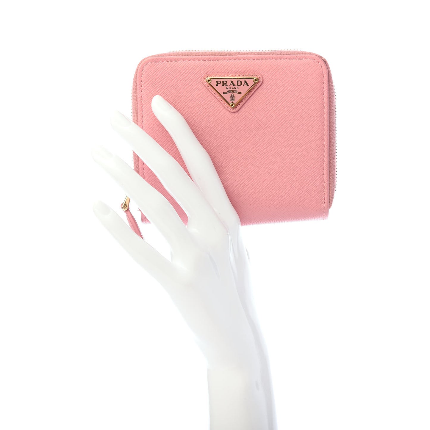 Saffiano Triangle Compact Zip Around Walle Petalo