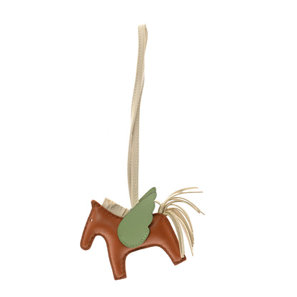 Hermes Milo Lambskin Grigri Rodeo Pegase Horse Bag Charm PM Sesame Vert Criquet Craie 1 of 6