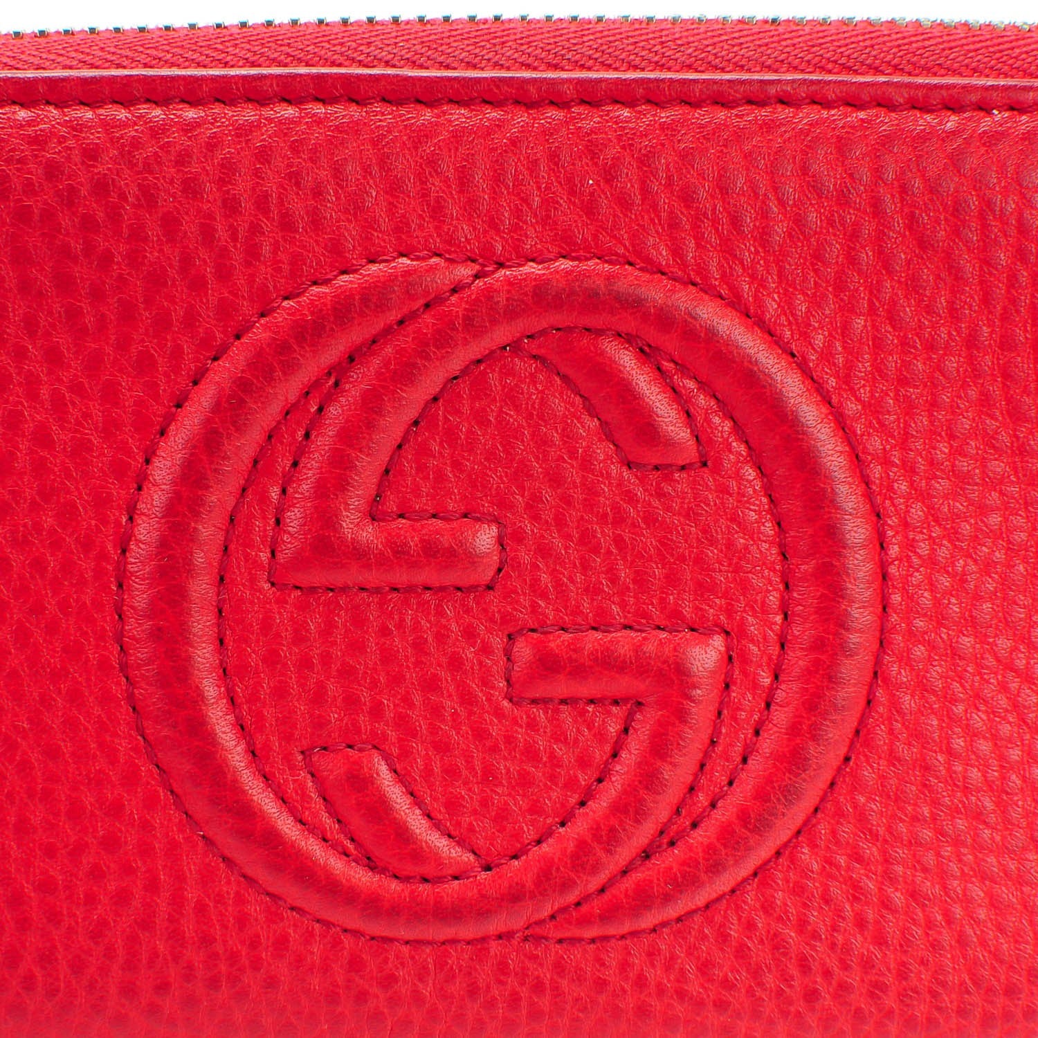 Gucci Pebbled Calfskin Soho Zip Around Wallet Red 8 of 9