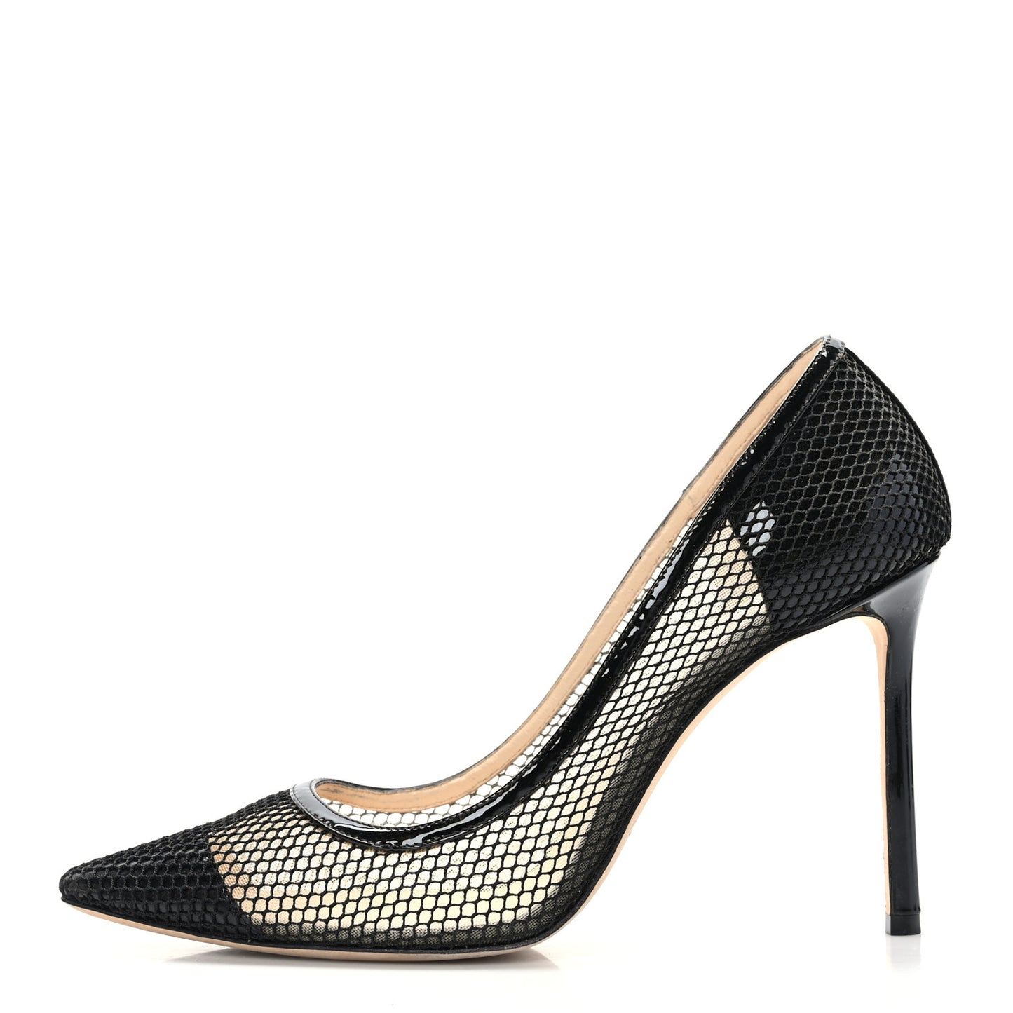 Mesh Patent Pointy Toe Romy 100 Pumps 40.5 Black