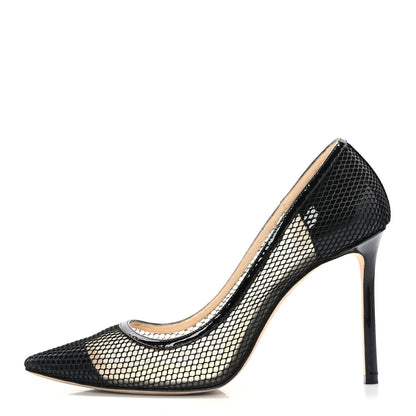 Jimmy Choo Mesh Patent Pointy Toe Romy 100 Pumps 40.5 Black 1 of 7