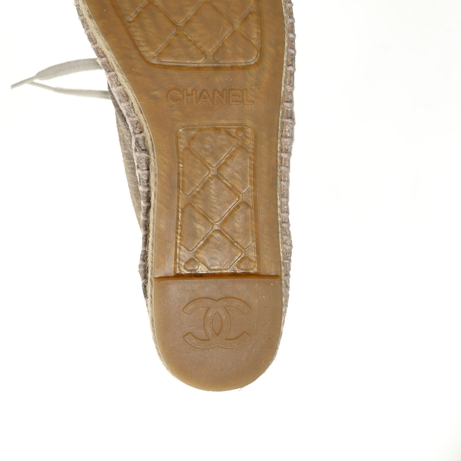 Chanel Striated Suede Espadrilles Sneakers 37 Light Grey 6 of 8