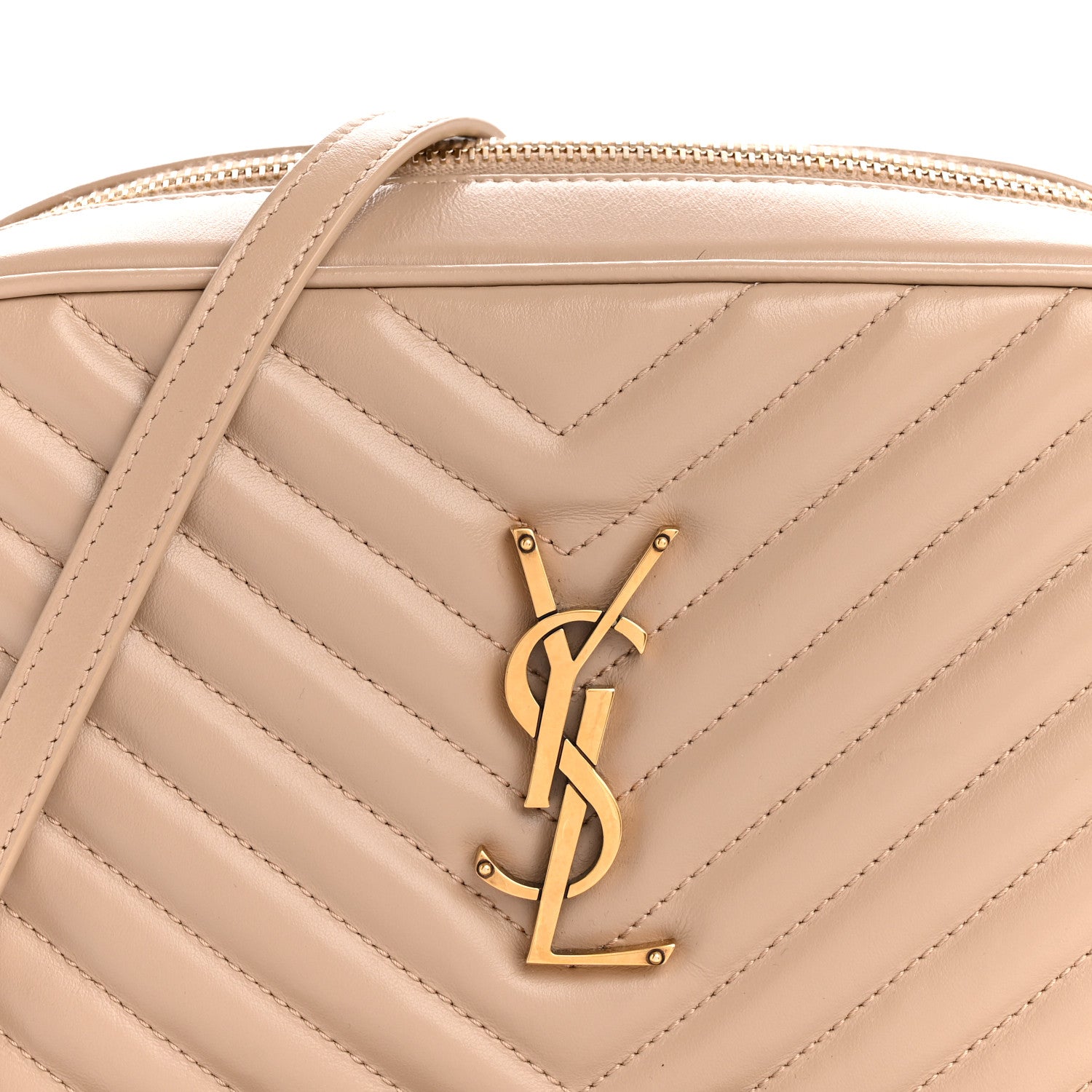 Saint Laurent Calfskin Matelasse Monogram Lou Camera Bag Dark Beige 8 of 14