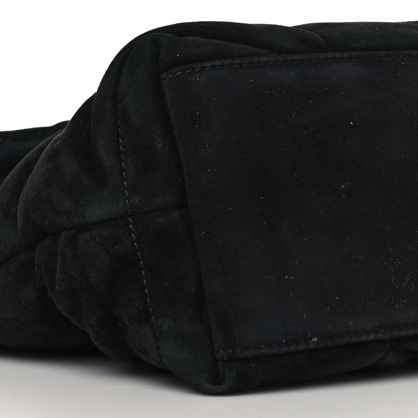 Suede Calfskin Quilted Small Loulou Puffer Monogram Chain Satchel Black