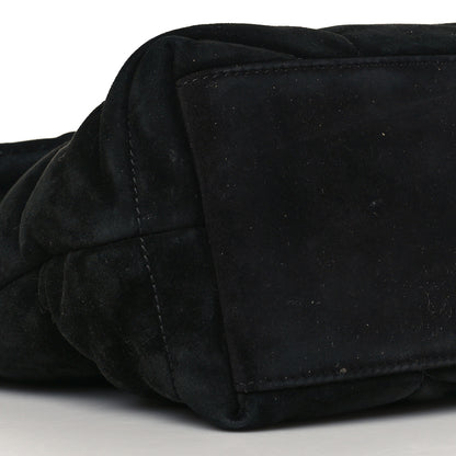 Saint Laurent Suede Calfskin Quilted Small Loulou Puffer Monogram Chain Satchel Black 9 of 12
