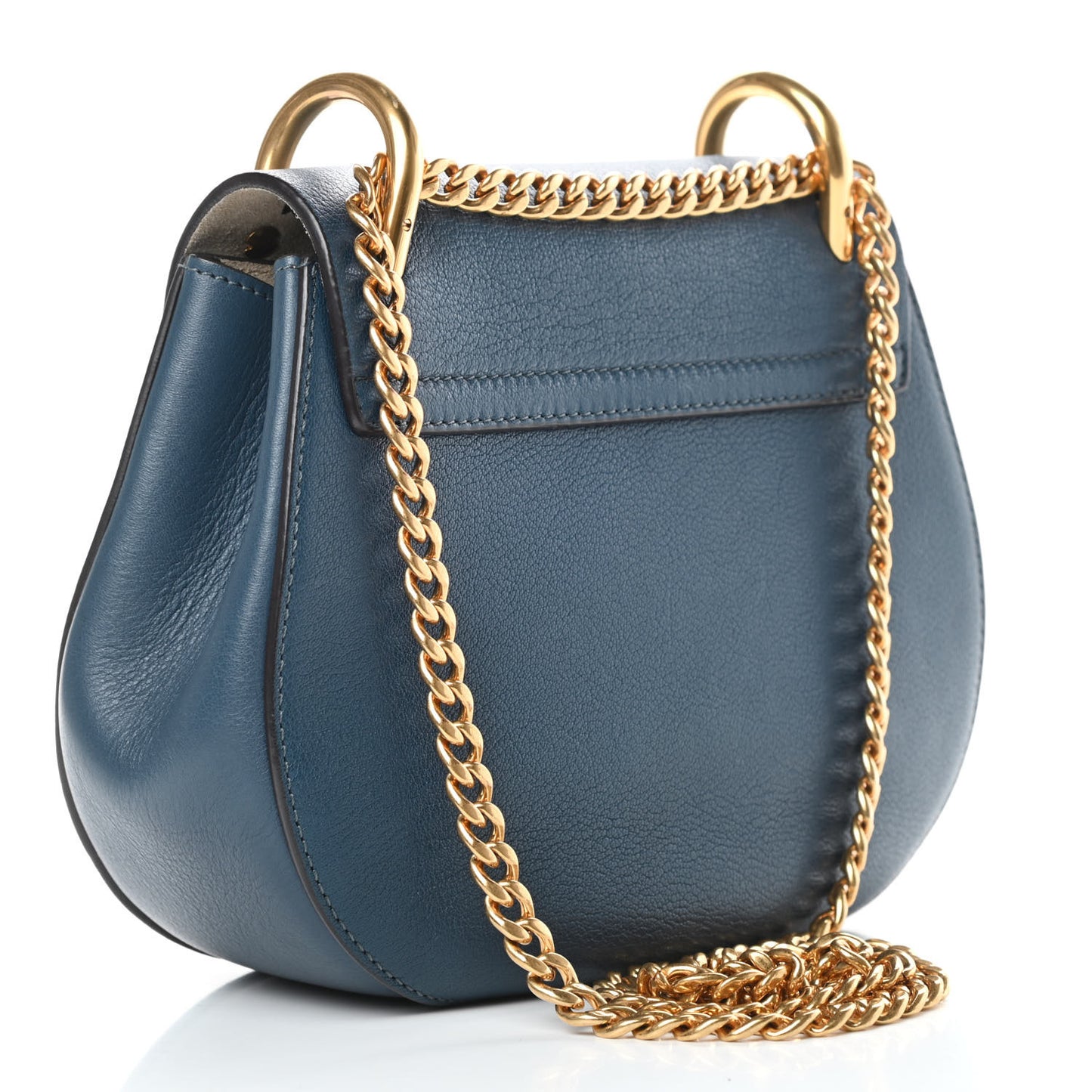 Goatskin Drew Shoulder Bag Denim Blue