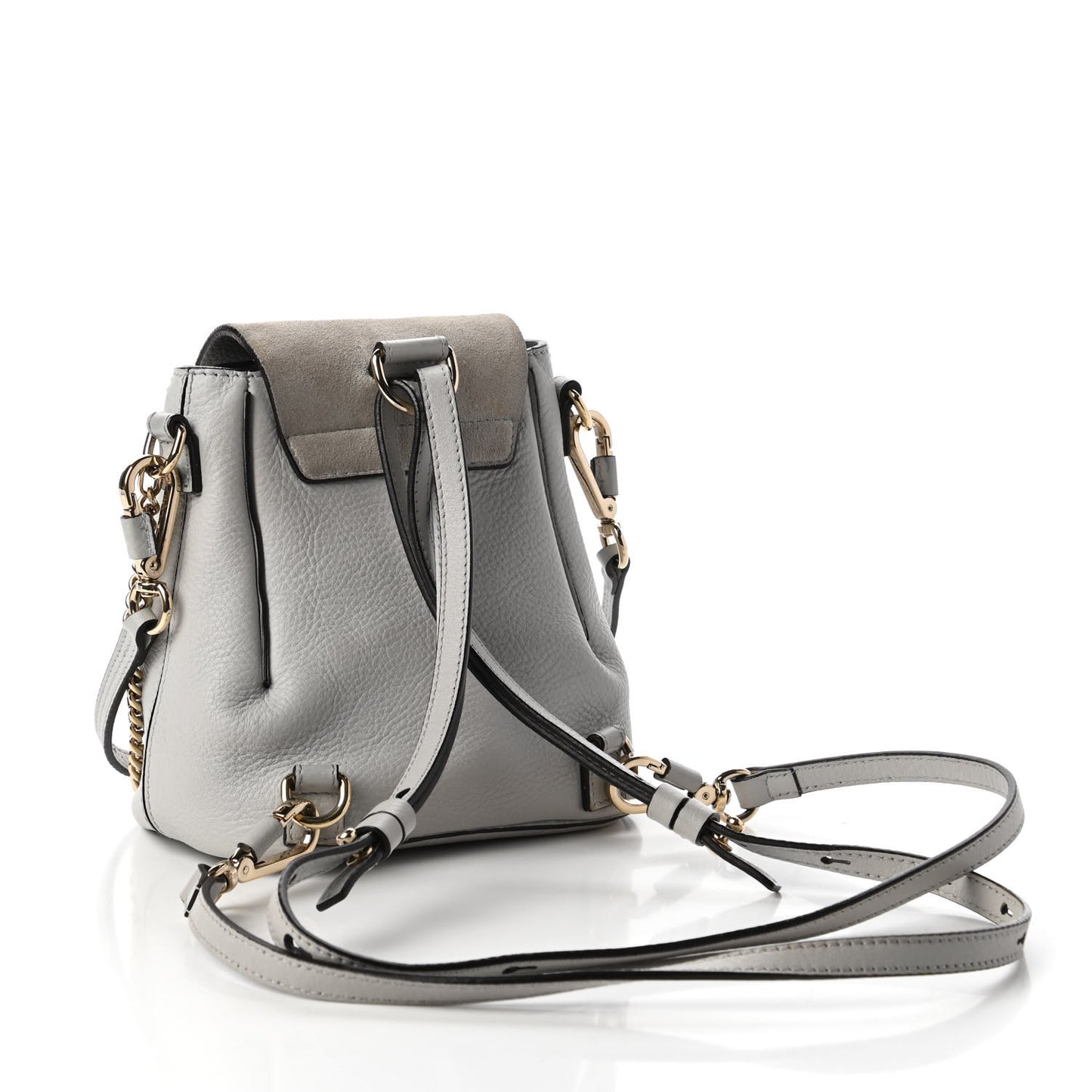 Suede Calfskin Mini Faye Backpack Airy Grey