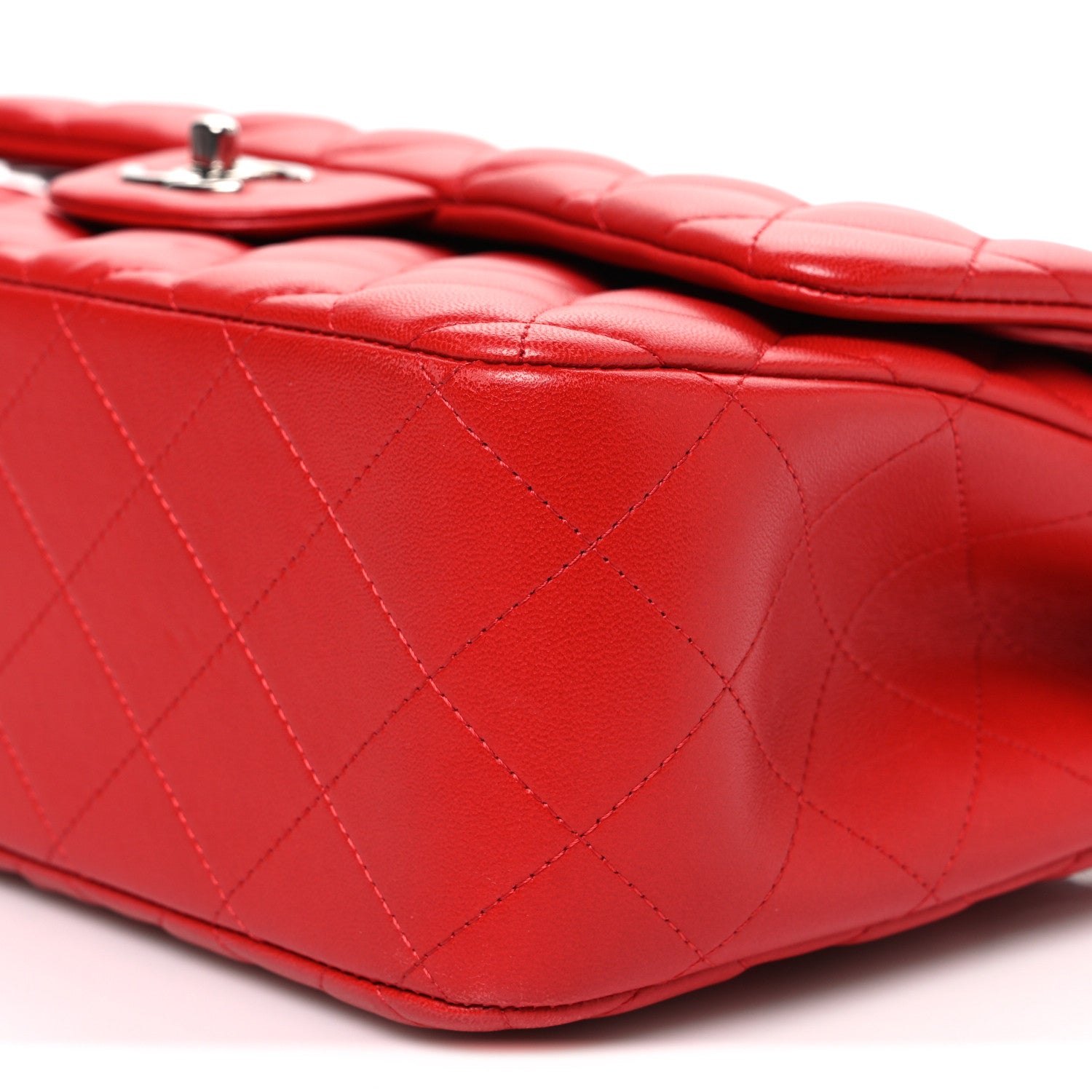 Chanel Lambskin Quilted Jumbo Double Flap Red 9 of 9