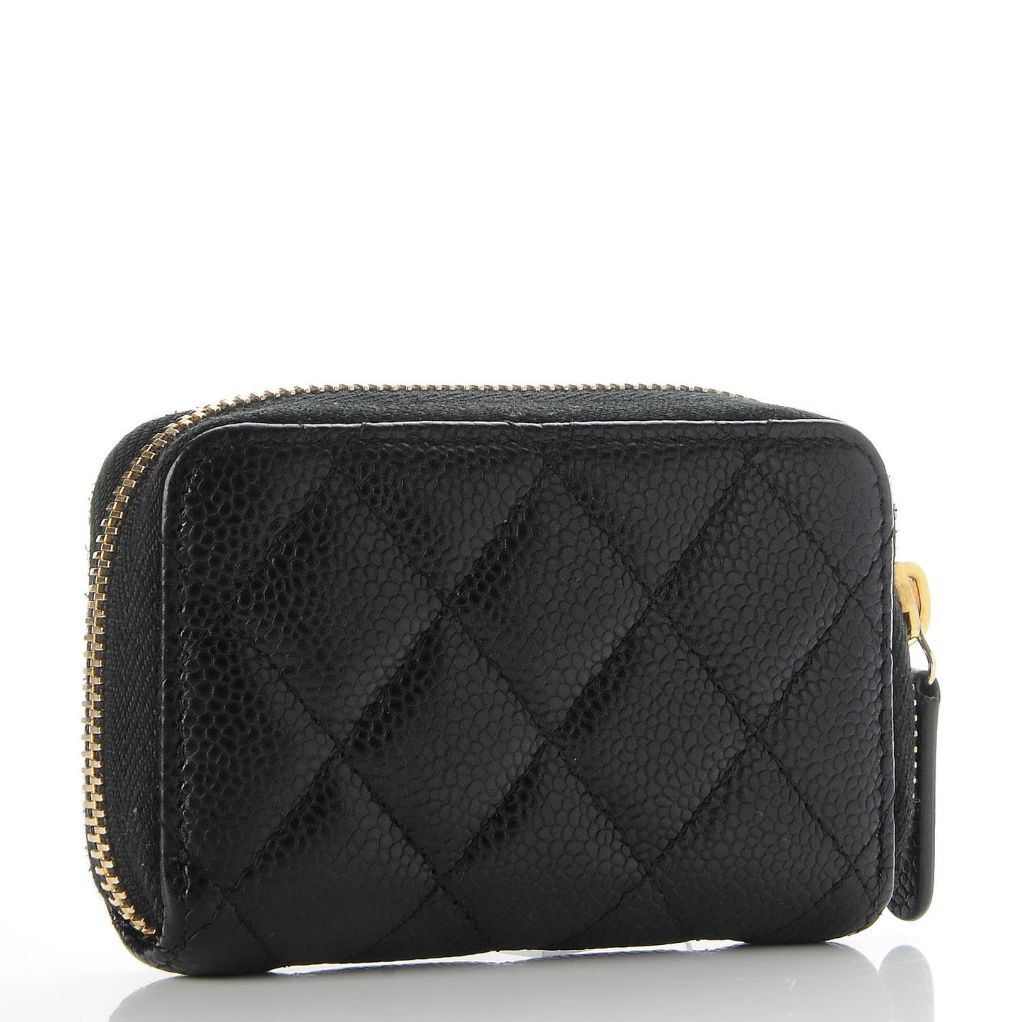 Caviar Quilted Zip Coin Purse Black