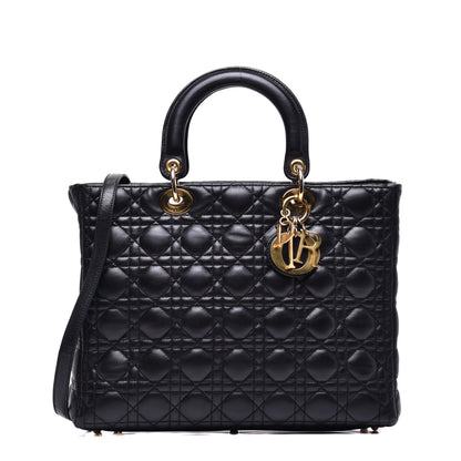 Christian Dior Lambskin Cannage Large Lady Dior Black 1 of 11