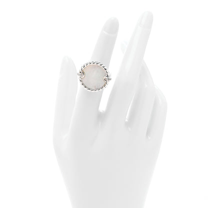 David Yurman Sterling Silver Mother Of Pearl Diamond Elements Ring 49 5 2 of 5