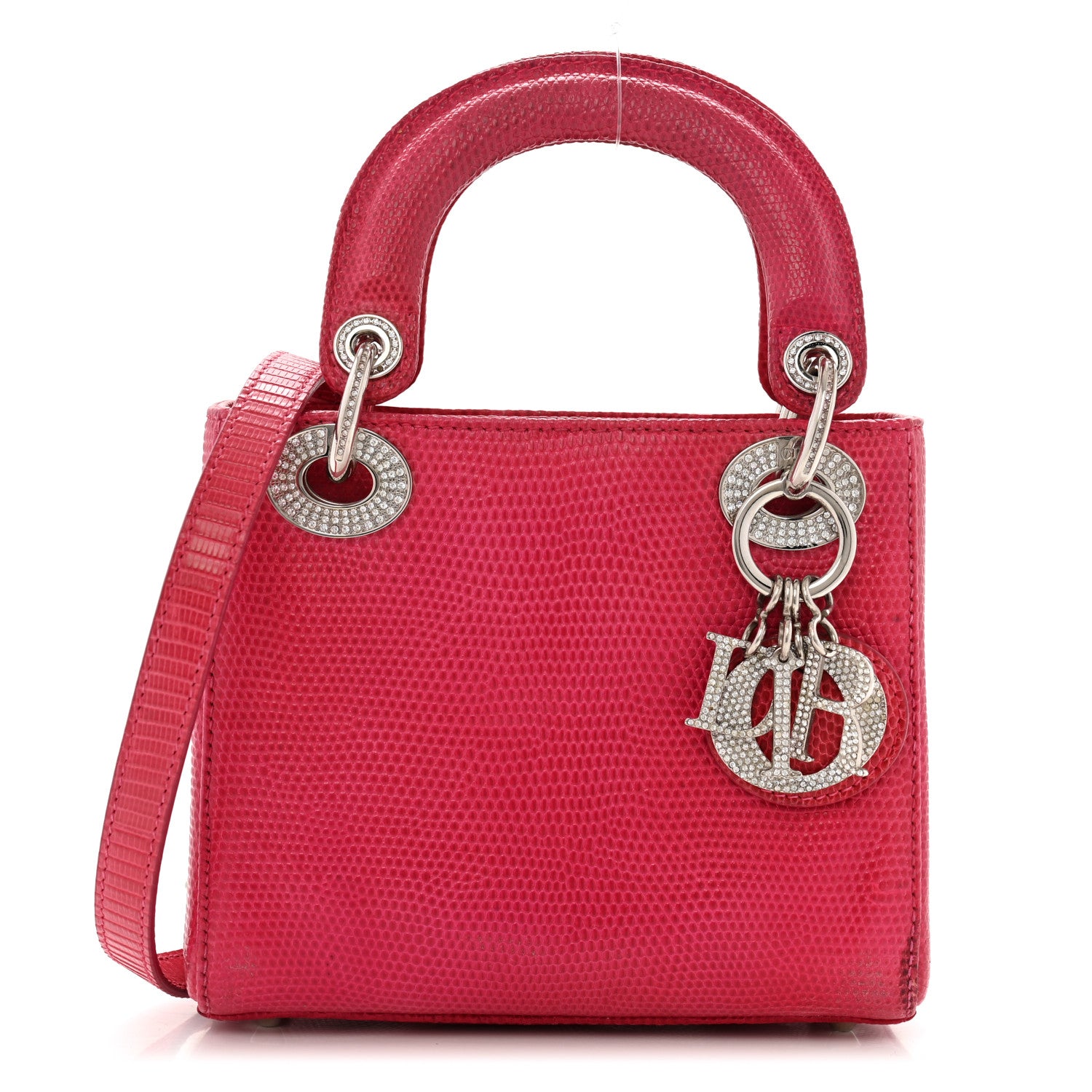 Christian Dior Lizard Swarovski Crystal Mini Lady Dior Dark Pink 1 of 15