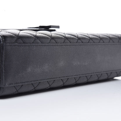 Saint Laurent Grain De Poudre Textured Mixed Matelasse Large Triquilt Monogram Monochrome Satchel Black 8 of 8