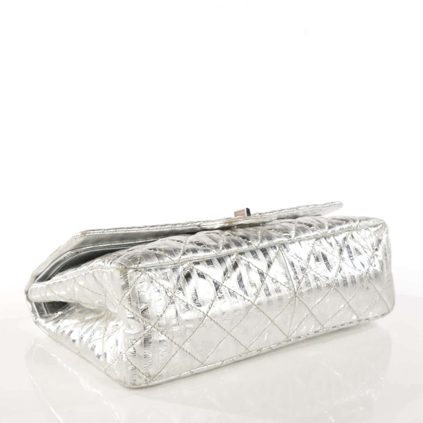 Metallic Calfskin Striped 2.55 Reissue 227 Silver